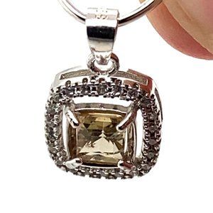 Yellow Tourmaline 1.05ct White Gold Finish Solid 925 Sterling Silver Pendant